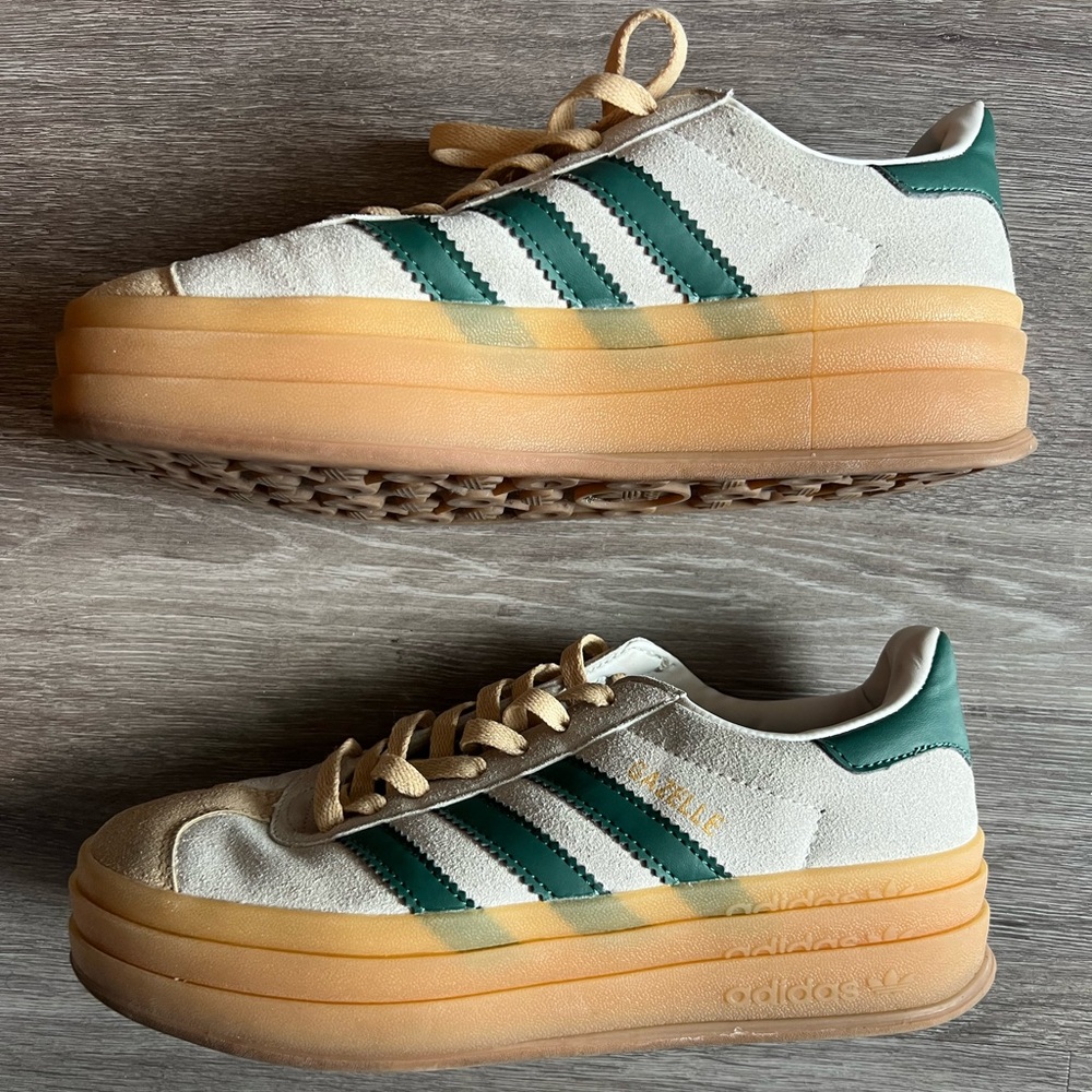 Adidas Gazelle Bold Women's Green and Tan Platform Sneakers